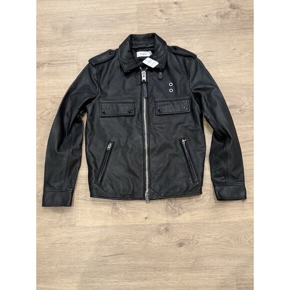 Coach 1941 $1,500 Black Leather Zip Officer Jacket Motorcycle 56969 Size 46 - Picture 1 of 10